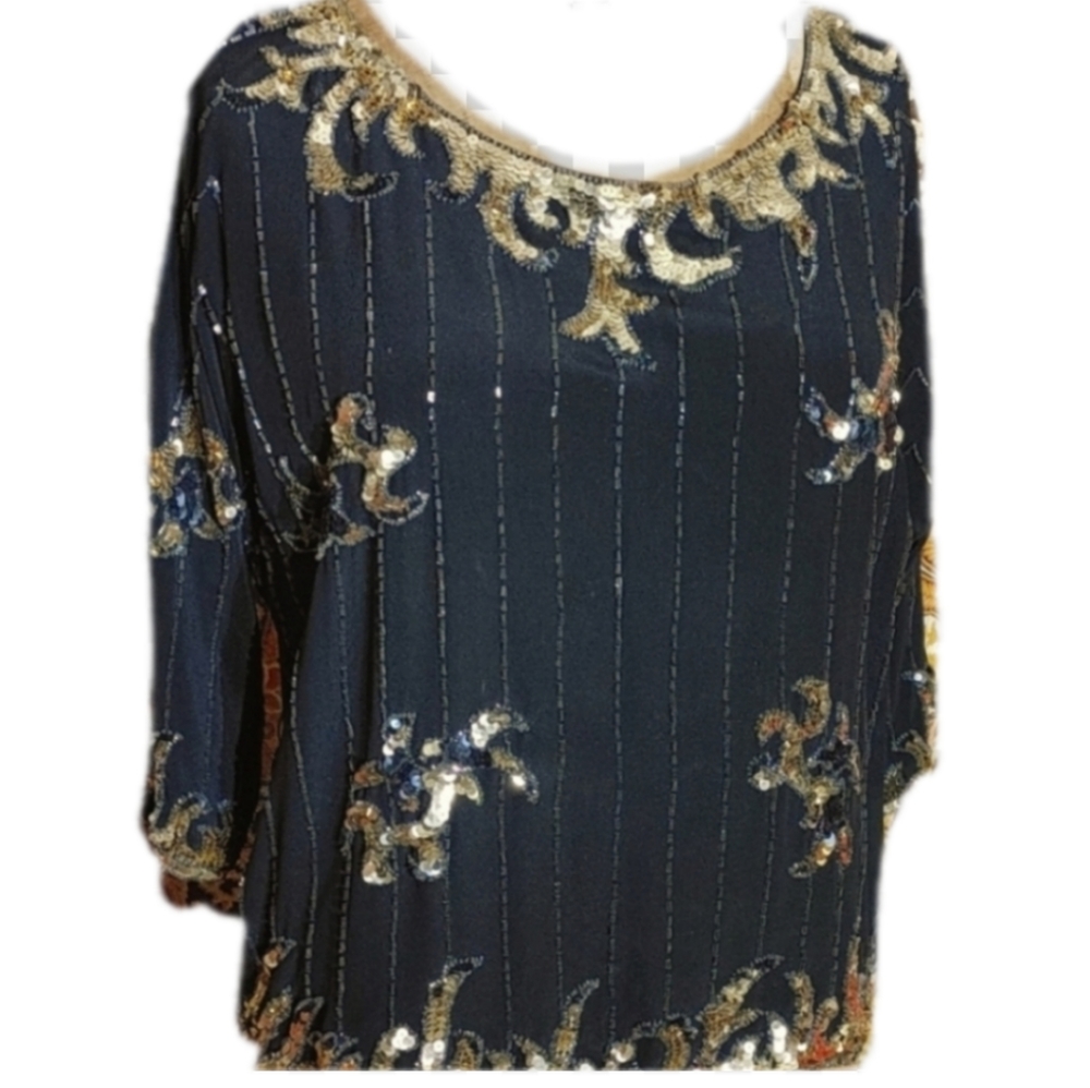 VTG Argenti silk sequined top
